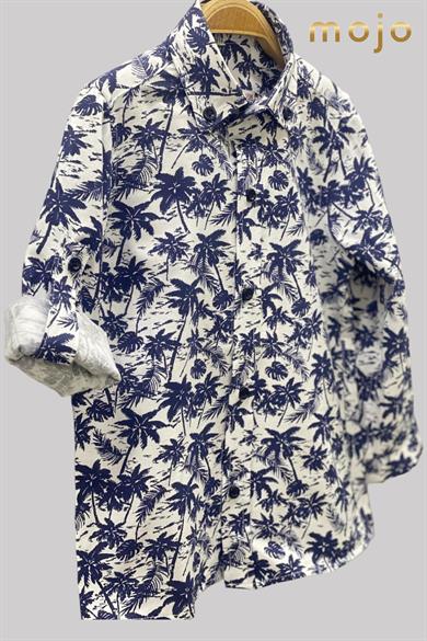 Woorage Erkek Bebek 1-5 Yaş Desenli Katlamalı Kol Gömlek 4015 Lacivert