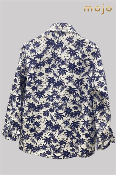 Woorage Erkek Bebek 1-5 Yaş Desenli Katlamalı Kol Gömlek 4015 Lacivert