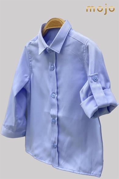 Woorage Erkek Bebek 1-5 Yaş Katlamalı Kol Gömlek 4013 Mavi