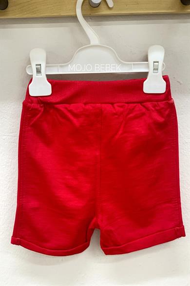 Woorage Erkek Bebek 9-36 Ay %100 Pamuk Duble Paça Penye Şort 4053 Kırmızı