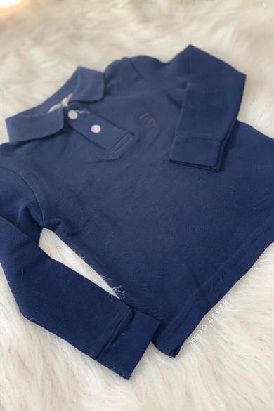 Woorage Erkek Bebek Lacoste Yakalı Uzun Kol T-shirt 9101 Lacivert