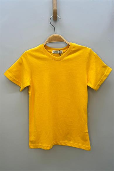 Woorage Erkek Çocuk Basic Kısa Kol T-shirt 9187 Hardal
