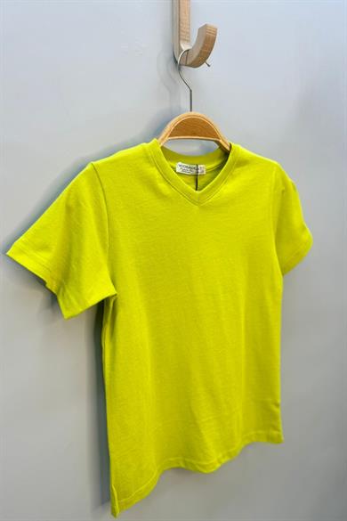 Woorage Erkek Çocuk Basic Kısa Kol T-shirt 9187 Yağ Yeşili