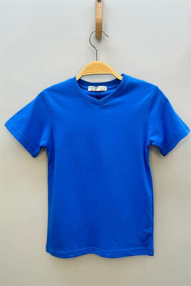 Woorage Erkek Çocuk Basic Kısa Kol T-shirt 9187 Saks