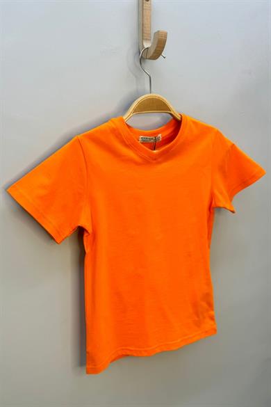 Woorage Erkek Çocuk Basic Kısa Kol T-shirt 9187 Turuncu
