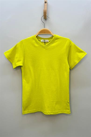 Woorage Erkek Çocuk Basic Kısa Kol T-shirt 9187 Yağ Yeşili