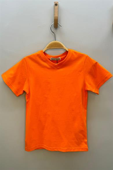 Woorage Erkek Çocuk Basic Kısa Kol T-shirt 9187 Turuncu