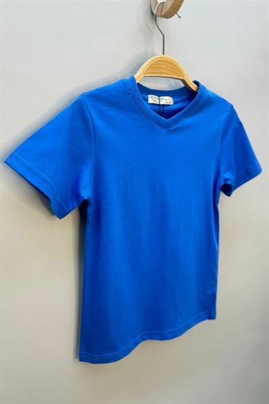 Woorage Erkek Çocuk Basic Kısa Kol T-shirt 9187 Saks