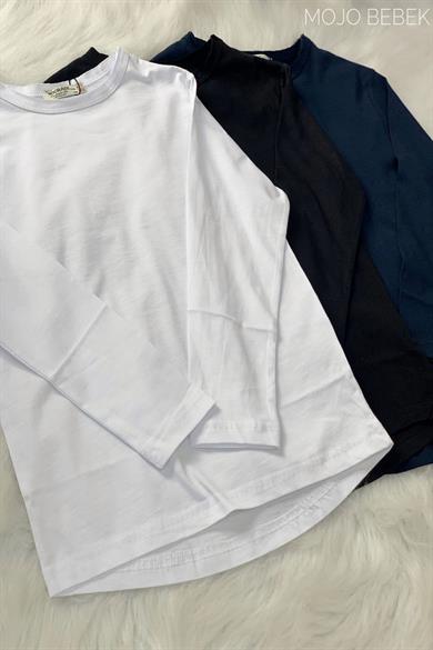 Woorage Erkek Çocuk Basic Uzun Kol T-shirt 5068 Beyaz