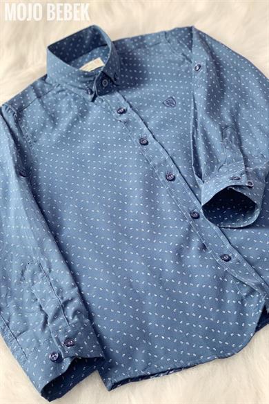 Woorage Erkek Çocuk Desenli Katlamalı Kol Gömlek 38000 Mavi