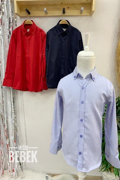 Woorage Erkek Çocuk Düğmeli Yaka Gömlek 4001 Mavi