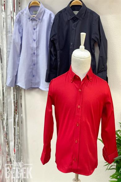 Woorage Erkek Çocuk Düğmeli Yaka Gömlek 4001 Kırmızı