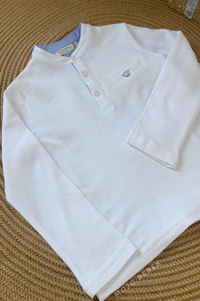 Woorage Erkek Çocuk Hakim Yaka Lacoste T-shirt 0119 Beyaz