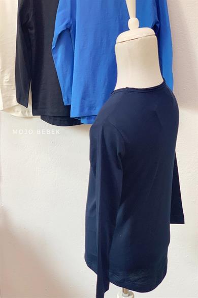 Woorage Erkek Çocuk Lazer Kesim Basic T-shirt 0360 Lacivert