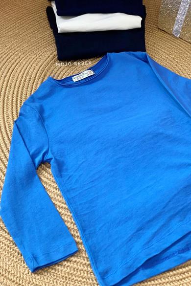 Woorage Erkek Çocuk Lazer Kesim Basic T-shirt 0360 Mavi