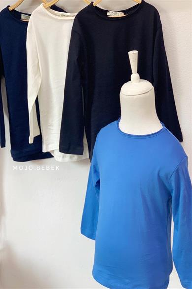 Woorage Erkek Çocuk Lazer Kesim Basic T-shirt 0360 Mavi