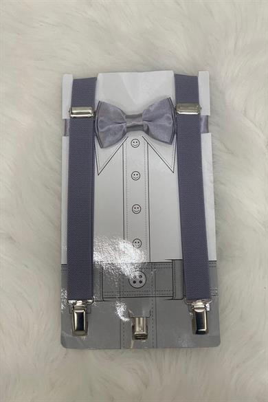 Woorage Erkek Çocuk Papyon Askı Takım 01101 Gri