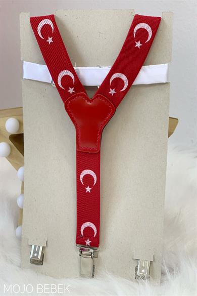 Woorage Erkek Çocuk Papyon Askı Takım 01101 Kırmızı-Beyaz