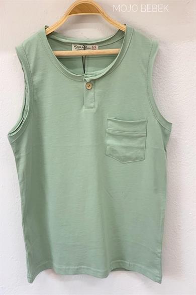 Woorage Erkek Çocuk Pis Yaka Düğmeli Kalın Askılı T-shirt 5259 Mint