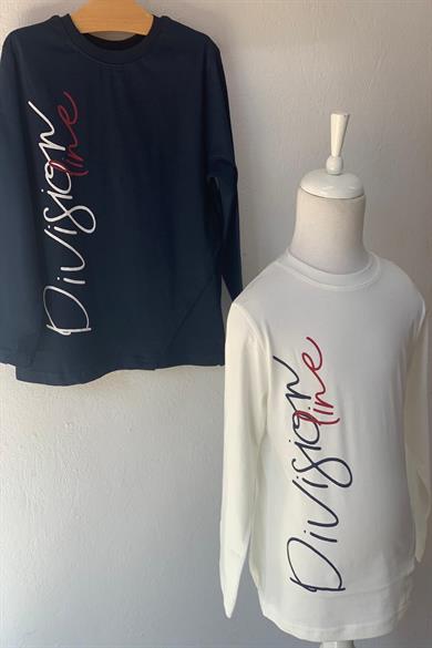 Woorage Erkek Çocuk Yazılı İnce Uzun Kol T-shirt 5051 Lacivert