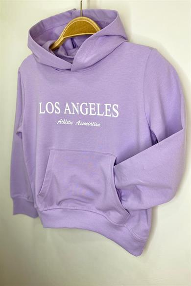 Woorage Kız Çocuk Los Angeles Kapüşonlu Eşofman Tkm 3915 Lila