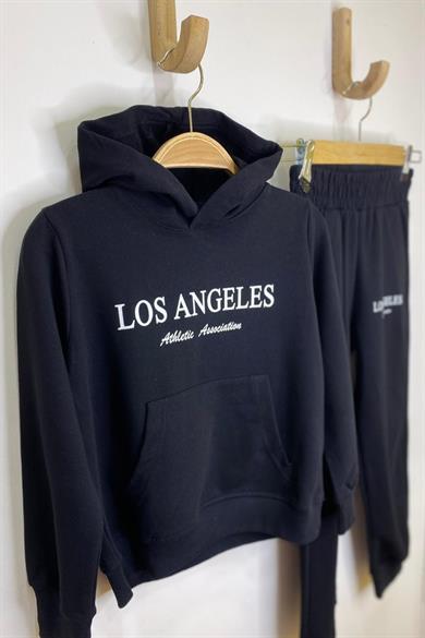 Woorage Kız Çocuk Los Angeles Kapüşonlu Eşofman Tkm 3915 Siyah