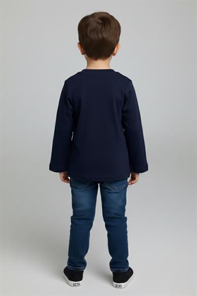 Woorage Unisex Çocuk 5-14 Yaş Bisiklet Yaka Basic T-shirt Lacivert