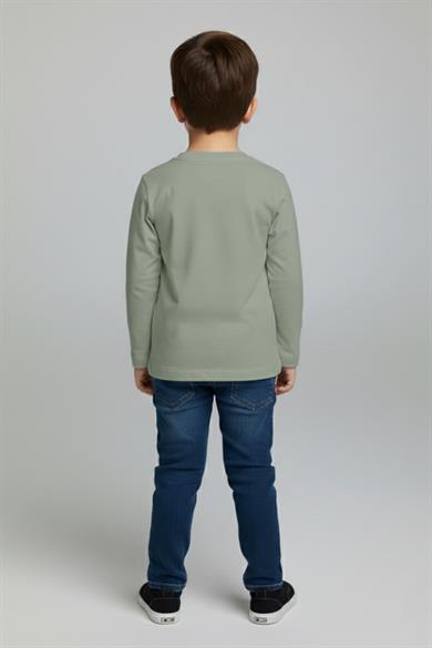 Woorage Unisex Çocuk 5-14 Yaş Bisiklet Yaka Basic T-shirt Çağla Yeşili