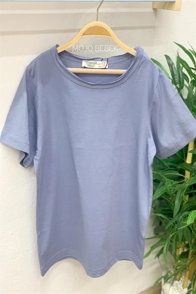 Woorage Unisex Çocuk Basic Kısa Kol T-shirt 5203 İndigo