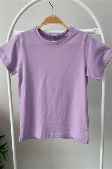 Woorage Unisex Çocuk Basic Kısa Kol T-shirt 5203 Lila