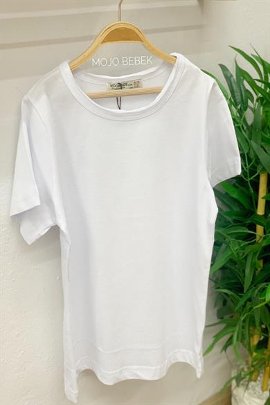 Woorage Unisex Çocuk Basic Kısa Kol T-shirt 5203 Beyaz