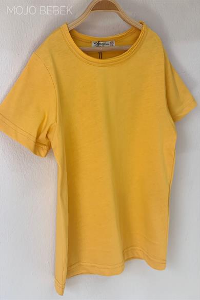 Woorage Unisex Çocuk Basic Kısa Kol T-shirt 5203 Hardal