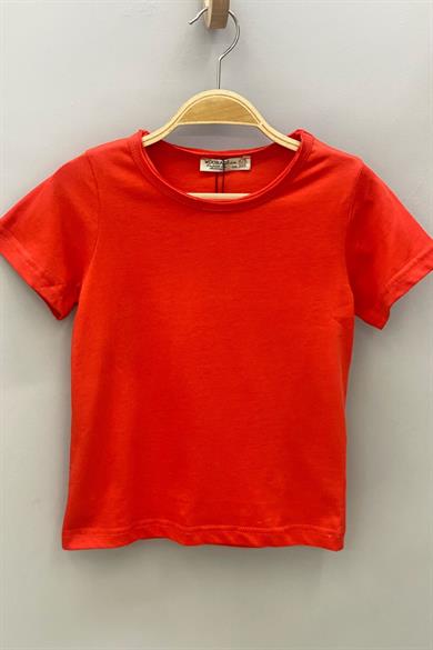 Woorage Unisex Çocuk Basic Kısa Kol T-shirt 5203 Narçiçeği