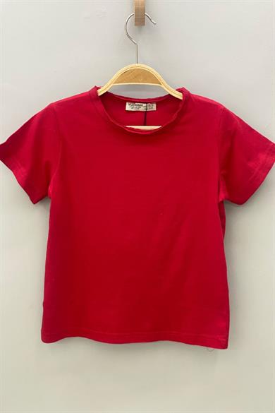 Woorage Unisex Çocuk Basic Kısa Kol T-shirt 5203 Kırmızı