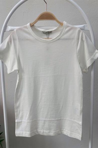 Woorage Unisex Çocuk Basic Kısa Kol T-shirt 5203 Krem