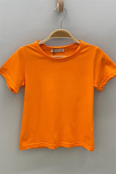 Woorage Unisex Çocuk Basic Kısa Kol T-shirt 5203 Turuncu