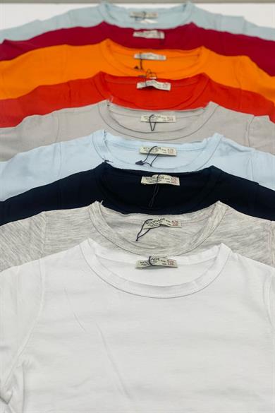 Woorage Unisex Çocuk Basic Kısa Kol T-shirt 5203 Narçiçeği