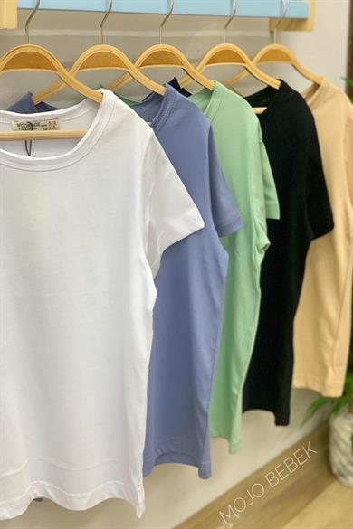 Woorage Unisex Çocuk Basic Kısa Kol T-shirt 5203 İndigo