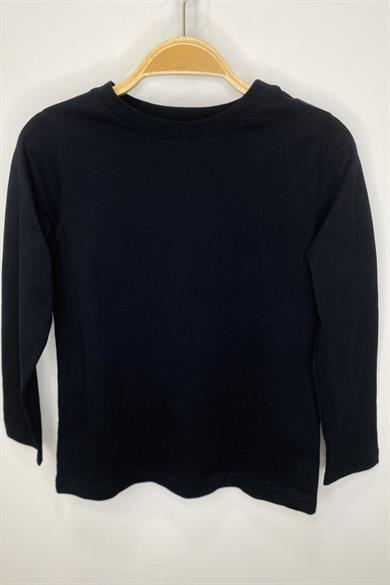 Woorage Unisex Çocuk Bisiklet Yaka Basic  T-shirt 50681 Siyah