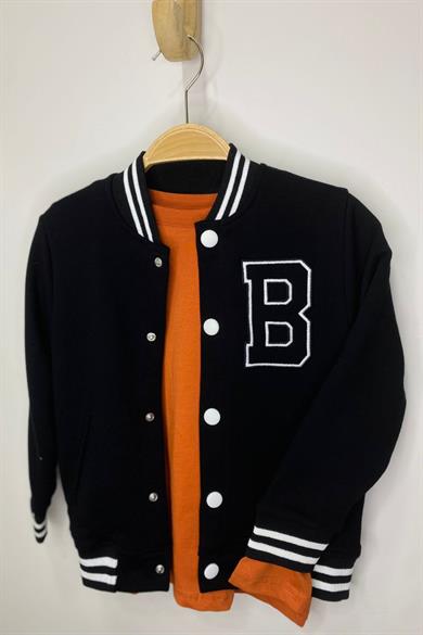 Woorage Unisex Çocuk Bisiklet Yaka Basic  T-shirt 50681 Kiremit