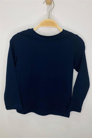 Woorage Unisex Çocuk Bisiklet Yaka Basic  T-shirt 50681 Lacivert