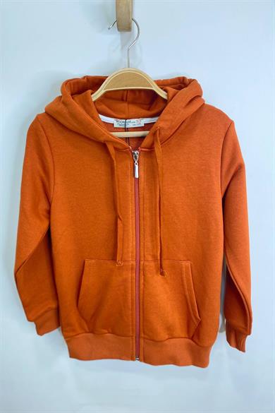 Woorage Unisex Çocuk Kapüşonlu Hırka 5367 Kiremit
