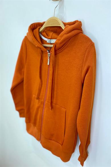 Woorage Unisex Çocuk Kapüşonlu Hırka 5367 Kiremit
