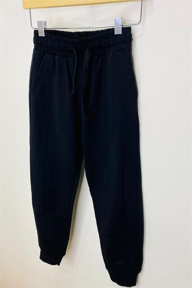 Woorage Unisex Çocuk Paçası Lastikli Eşofman Altı 5423 Siyah