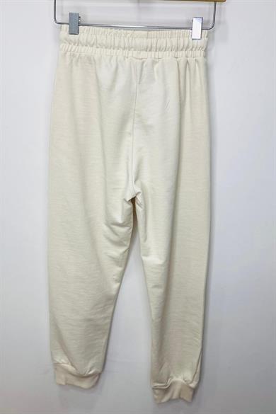 Woorage Unisex Çocuk Paçası Lastikli Eşofman Altı 5423 Krem