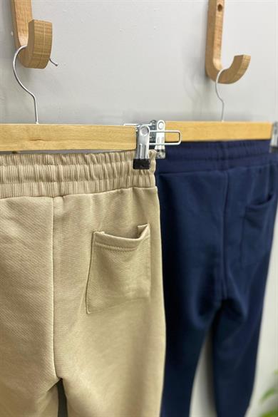 Woorage Unisex Çocuk Üç İplik Şardonsuz Eşofman Altı 5358 Bej