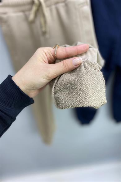 Woorage Unisex Çocuk Üç İplik Şardonsuz Eşofman Altı 5358 Bej