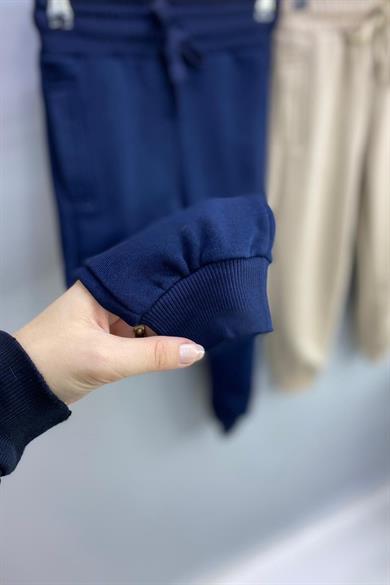 Woorage Unisex Çocuk Üç İplik Şardonsuz Eşofman Altı 5358 Lacivert