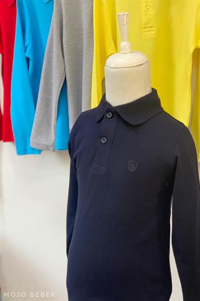 Woorage Unisex Düğmeli Lacoste Yakalı T-shirt 4145 Lacivert