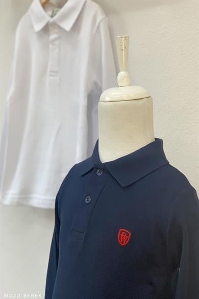 Woorage Unisex Lacoste Yakalı Uzun Kol T-shirt 9248 Lacivert